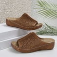 thumbnail image 5 of LOVZFMLL Wedge Sandals for Women 2025 Fashion Cut Out Comfort Walking Slides Sandals Open Toe Slip On Outdoor Beach Slippers Brown 9, 5 of 9