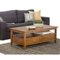 thumbnail image 2 of Simpli Home Warm Shaker Solid Wood Rectangle Rustic Coffee Table with 2 Drawers and Open Shelf, Light Golden Brown, 2 of 2