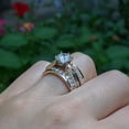 thumbnail image 3 of Classic Cathedral Ring Guard and Engagement Ring - 2 Piece Set Includes Guard and 1.5 Ct Moissanite Solitaire - Sterling Silver - Sizes 4 to 10 (9), 3 of 8