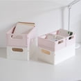 thumbnail image 3 of Panier de Rangement Antidérapant Design Poignée Creusée Empilable Pliable Grande Capacité Boîte de Rangement Fournitures de Bureau, 3 of 7