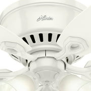 Hunter 52 inch Indoor Ceiling Fan with LED Lights - White Ceiling Fan with Pull Chain, For Bedroom, Living Room, or Kitchen, Low Profile Mount, No Remote, 5 Blades - Builder 53326, Snow White