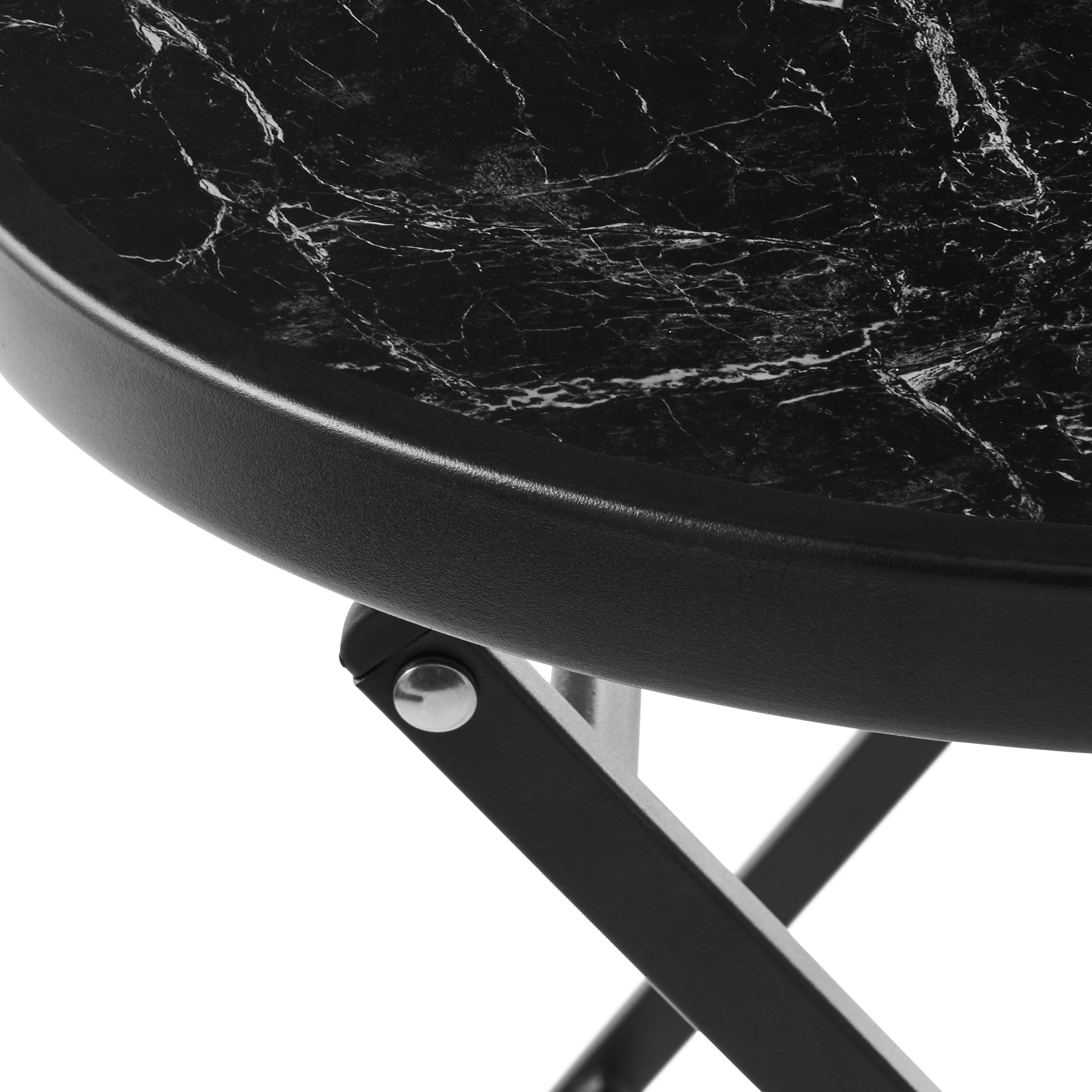 Mainstays 18" Greyson Square Black Marble Steel Round Folding Table - image 2 of 6