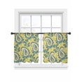 thumbnail image 2 of Sheer Curtains 54 Inches Long 2 Panels, Vintage Ethnic Cashew Flower Rod Pocket Curtain Voile Draperies, Abstract Floral on Yellow Light Filtering Window Treatment for Living Room Kitchen Bedroom, 2 of 8