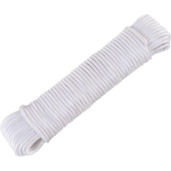 30M/100Ft Clothes Washing Line Outdoor, 6mm Heavy-duty Cotton Rope Clotheslines String, Cord-nylon Cloth Braided Clothesline Rope for Indoor Hanging D
