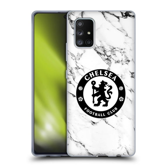 Head Case Designs Officially Licensed Chelsea Football Club Crest White Marble Soft Gel Case Compatible with Samsung Galaxy A71 5G (2020)