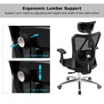 thumbnail image 6 of Giantex Office Chair, Height-Adjustable Computer Desk Chair with Back, Adjustable Headrest and Tilt-Down Backrest, Ergonomic Breathable Executive Mesh Task Chair for Home Office, Black, 6 of 10