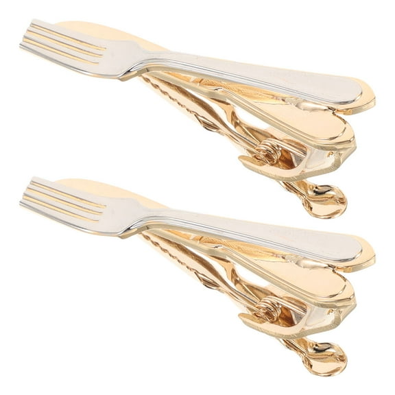 SEWCHICS Set of 2 Copper Tie Clips for Men, Unique Fork Design Tie Tacks, Perfect for Business and Formal Occasions