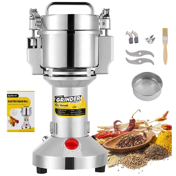 CGOLDENWALL Broyeur de Grains Électrique Amélioré pour la Sécurité, Moulin à Épices et Herbes à Séchage Rapide avec Moteur Commercial 2400W, Protection contre les Surcharges