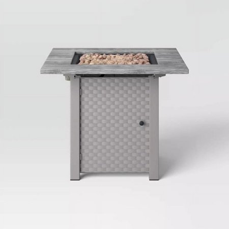 Fire Pit 30" Square Stamped Steel Wicker Outdoor Fire Pit Table, 50k BTU, Propane, Textured Finish