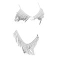 thumbnail image 1 of TISHITA Women Triangle Swimsuits Spaghetti Strap Tassel Bikini Set Two Pieces Underwire White XL, 1 of 8