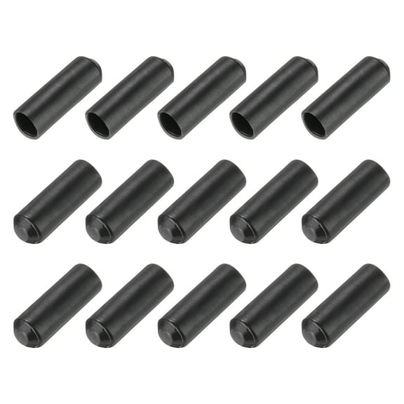 Uxcell 15Pcs Heat Shrink End Cap 8mm ID x 25mm L 2:1 Ratio Heat Shrink Tube Cap Black