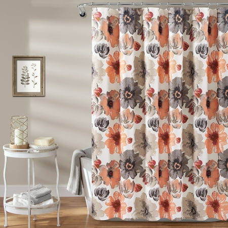 Leah Shower Curtain 72 X 72 Orange And Gray Walmart Com
