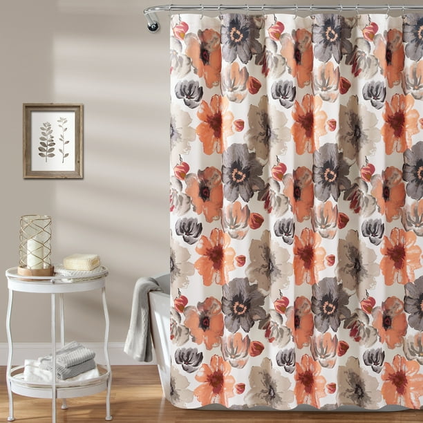 Lush Decor Leah Fl Shower Curtain, Lush Decor Cocoa Flower Shower Curtain Gray