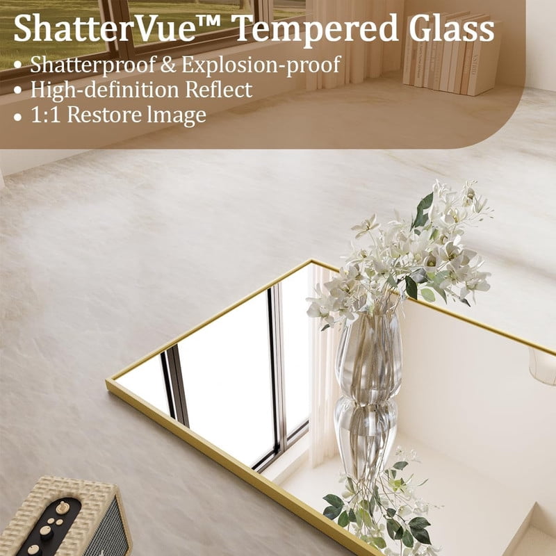 Gleamira 64"x 21" Rectangle Full Length Mirror Floor Mirror Free Standing Wall Mirror With Aluminum Alloy Frame, Gold