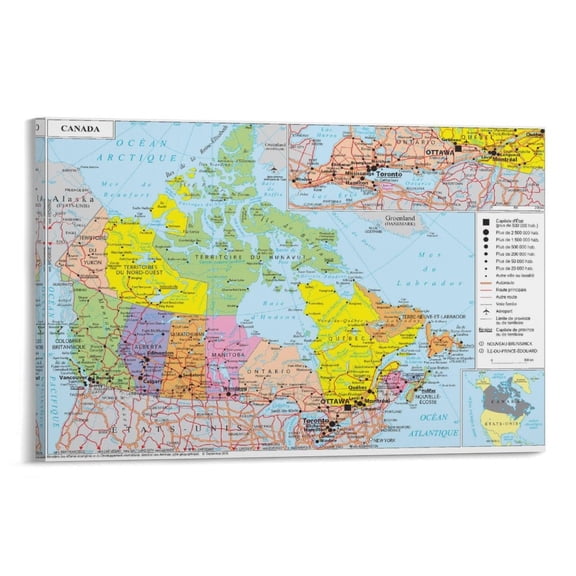 Canada Map Poster Gifts Canvas Painting Poster Wall Art Decorative Picture Prints Modern Decor 24x36inch(60x90cm)