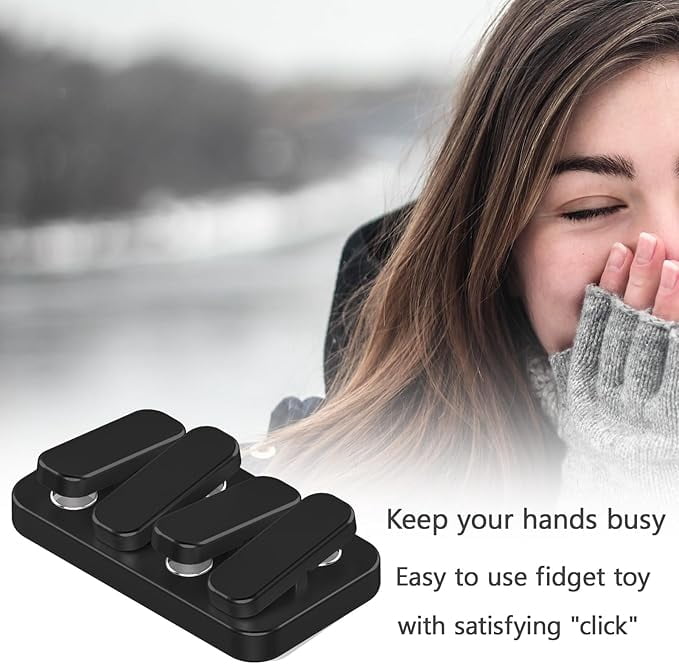 2025 latest Metal Fidget Slider EDC Fidget Clicker Fidget Toys Adults (Matte Black)