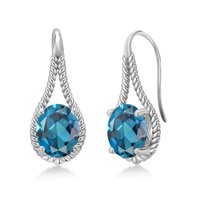 Gem Stone King 925 Sterling Silver London Blue Topaz Earrings for Women (4.50 Cttw, Gemstone November Birthstone, Oval 9X7MM)