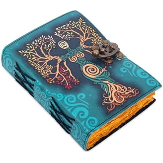 Leather Journal Gothic Notebook The Raven Grimoire Print - Vintage