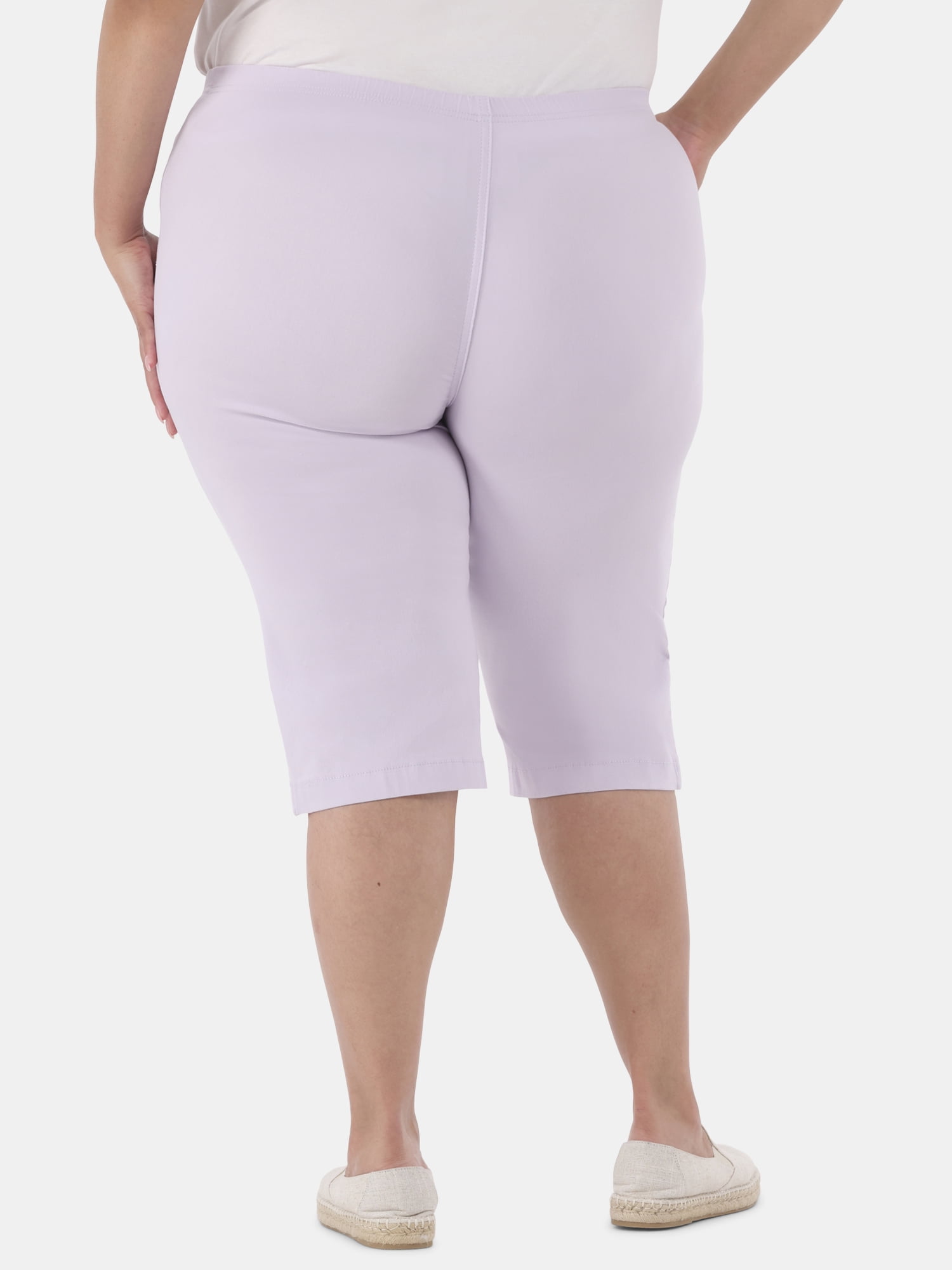 JMS Just My Size by Hanes Women's Plus Size Pull on Bling Tab Capri Pants, Sizes 0X-4X