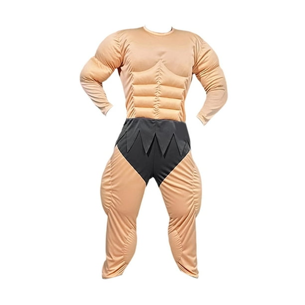 Mono musculoso para hombre con pecho falso y abdomen, divertido, informal, creativo, acolchado
