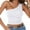 White, variant on Manxivoo Tank Top for Women Women Summer Casual Top One Shoulder Tight Fit Solid Color Sleeveless Wrap Chest Tank Top Womens Tank Tops Black