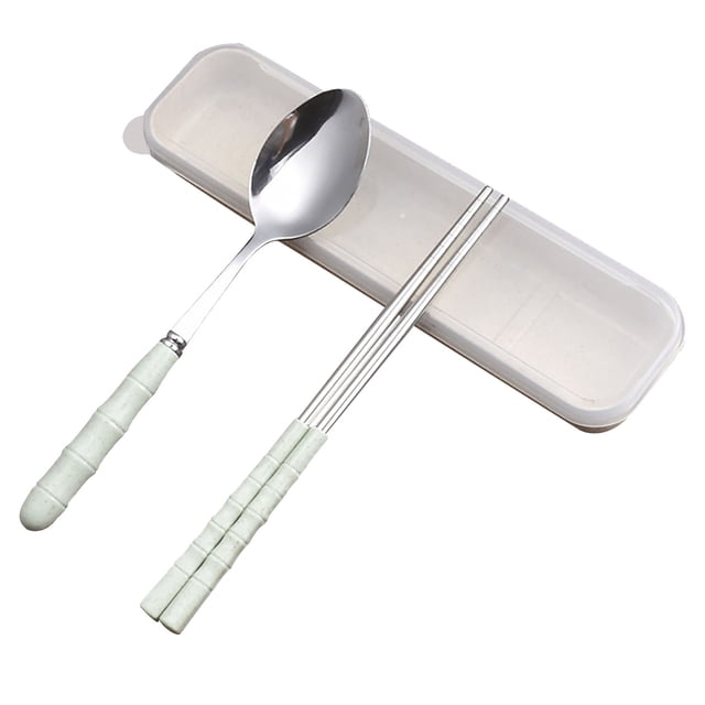 2-In-1 Stainless Steel Spoon Chopsticks Set Travel Set with Plastic Case