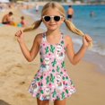 thumbnail image 3 of Uourmeti Cartoon Alpaca & Cactus Print Girls One Piece Swim Dress - Sleeveless Skirted Bathing Suit, Quick Dry Stretchy Swimwear for Summer Beach & Pool, 3 of 8