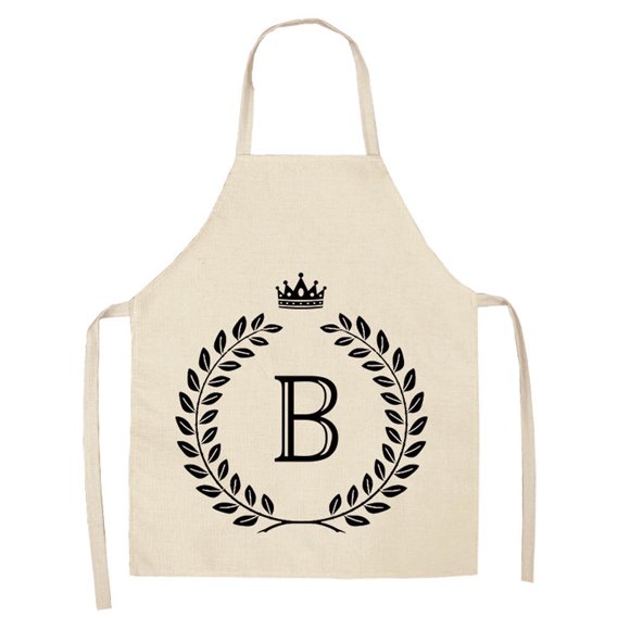 Wamans Cooking Apron Adjustable Bib Apron Linen Kitchen Apron-Letter Printed Cotton Linen Sleeveless Apron Kitchen Beige Clearance Items