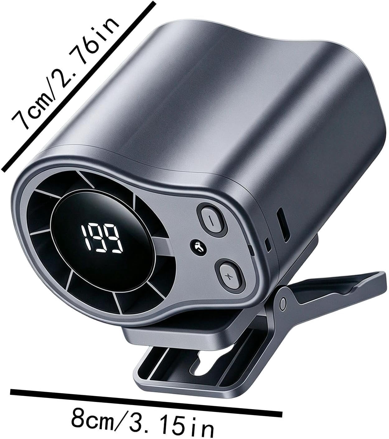 Car Fan , Clip On Low Noise LED Display , Clip On Fan - for Cycling Traveling Fishing Camping Beach Road Trip Jobsite Men Women Youth Teens