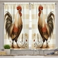 thumbnail image 4 of Ambesonne Farmhouse Valance & Curtain 3 Pcs Set, Rooster Flowers Rustic, 55"x24", Tan Taupe and Dark Pink, 4 of 7