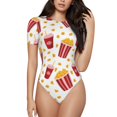 thumbnail image 1 of Balery Popcorn Body de cuello redondo de manga corta para mujer Tops de manga corta Tops básicos-Large, 1 of 7