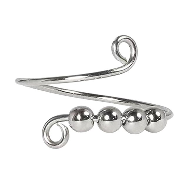 Anillo ajustable Zulema antiansiedad giratorio de liberación plata