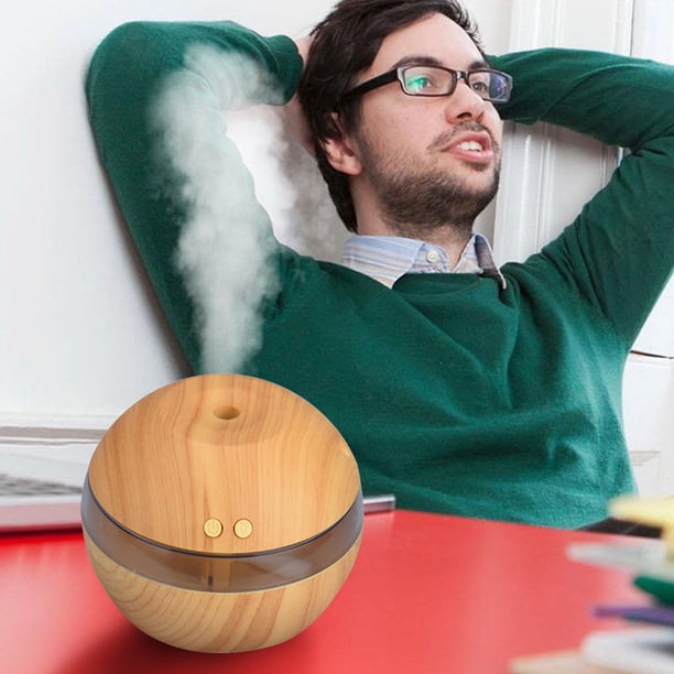 Fiudx Ofertas del día Humidificador USB de grano de madera, humidificador redondo, minihumidificador, humidificador aromático para aromaterapia