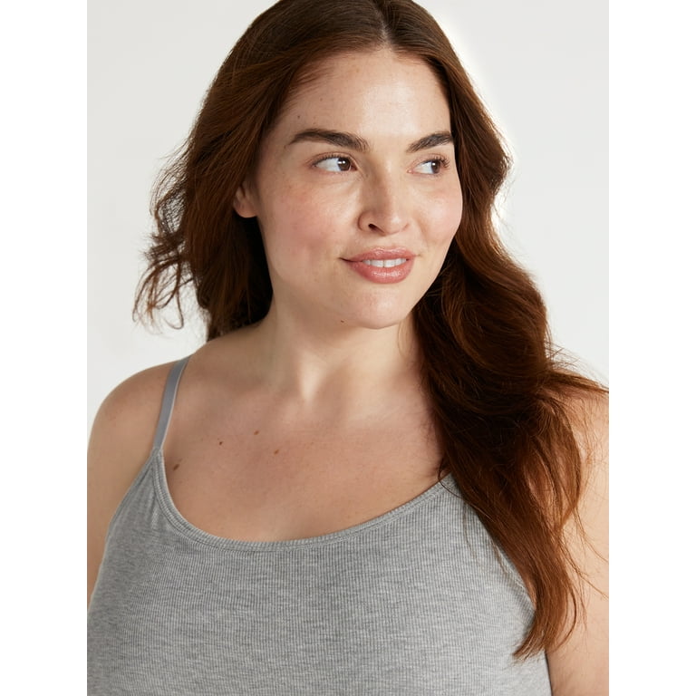 Joyspun Women's Ribbed Knit Sleep Camisole, Sizes S to 3X