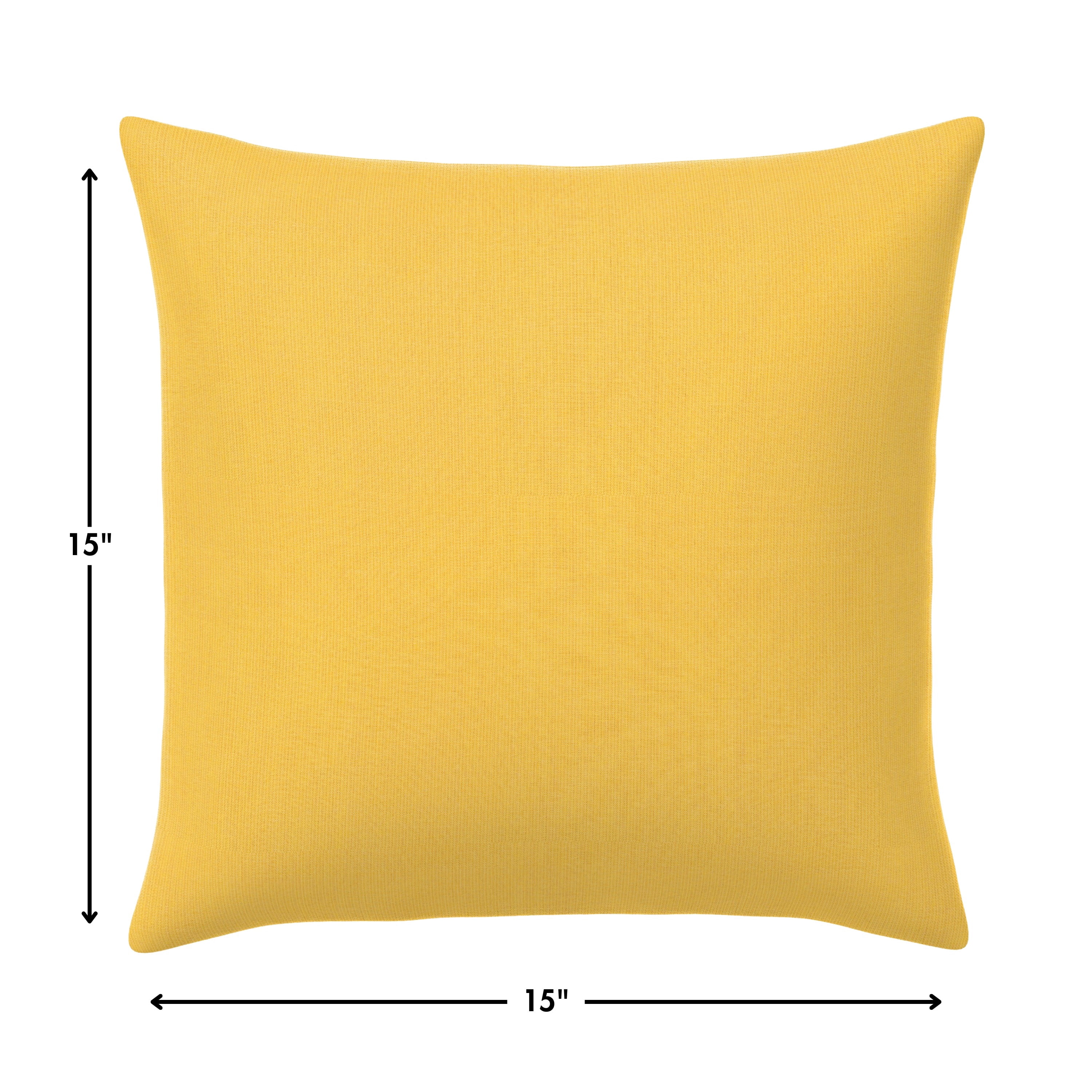 Casual Cushion Outdoor Throw Pillow, Sunbrella Fade & Water Resistant for Patio Furniture, Adirondacks & Porch Swings, 15"W x 15"L, 6" thick, Reversible, Spectrum Daffodil