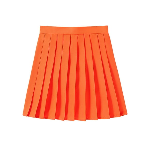 SAWKMW Girls Pleated Tennis Skirts with Shorts Athletic Skirt with Side Pocket High Waist Active Skort for Girls Kids Teen(Z1-Watermelon Red,M)