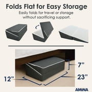 AMiNA 12 Bed Wedge Pillow – Washable Cover, Portable (Gray & White)