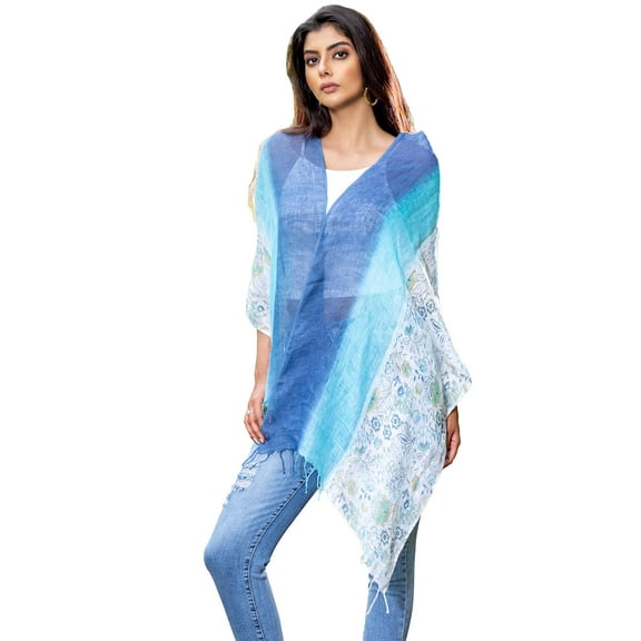 Brisas Triple Toned Blue/White Gradation Lightweight Female Scarf for Women