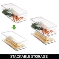 thumbnail image 5 of mDesign Slim Plastic Kitchen Fridge + Freezer Bin, Lid and Handle, 2 Pack- Clear, 5 of 9