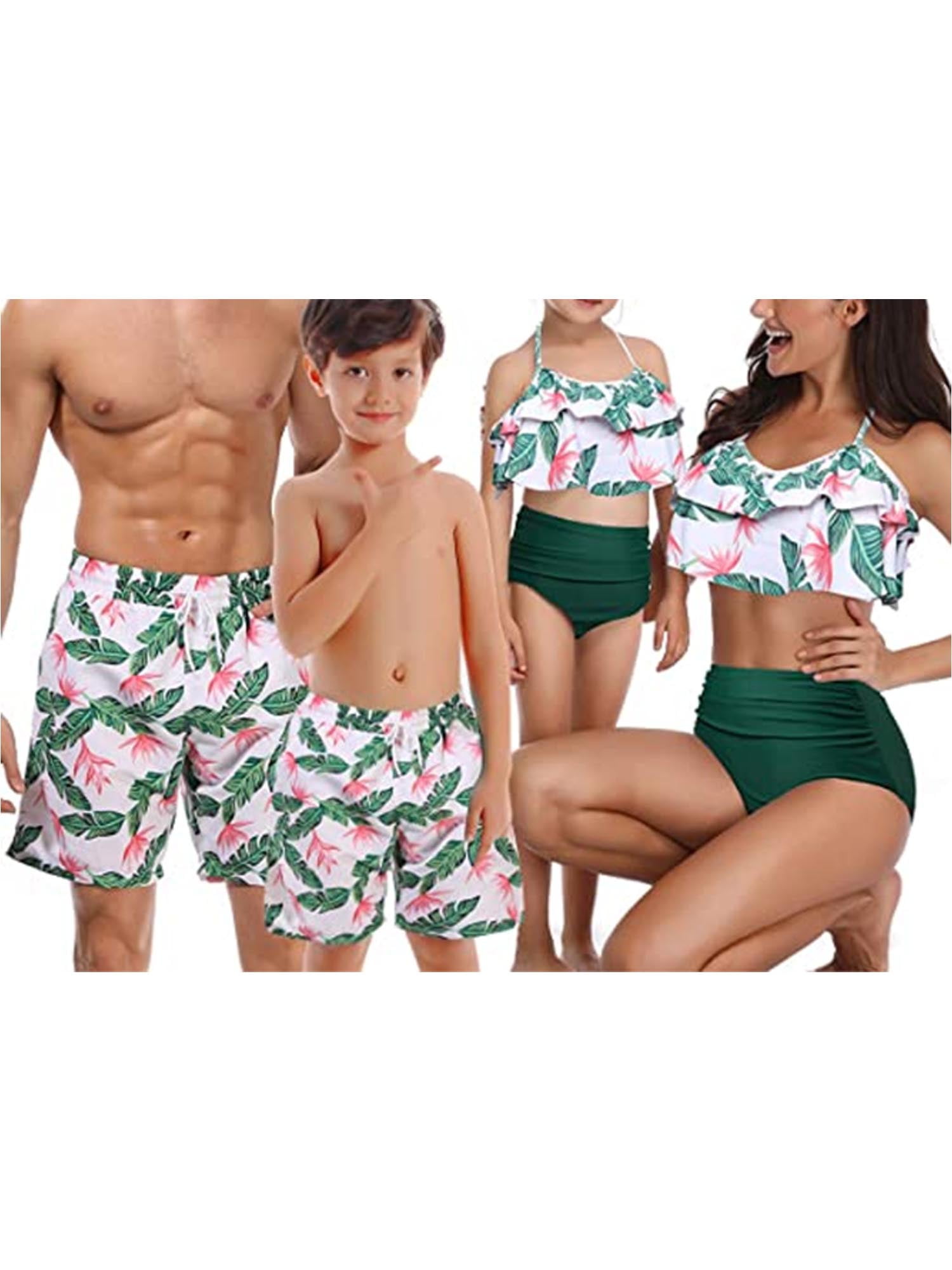 Sunisery Matching Family Bathing Suits Mother Father Boys Girls Swimwear  Set Summer Beach Swimsuits