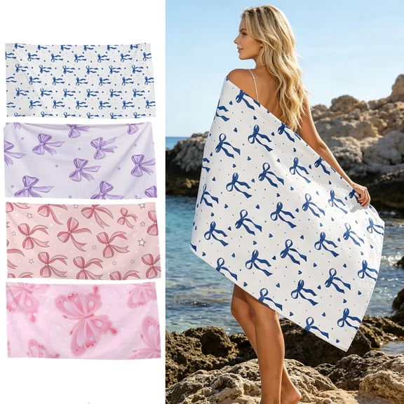 Hvmvliv Bow Pattern Printing Pattern Printing Beach Blanket Beach Towel,29.5X59in Quick-Dry Lightweight Bath Towel Beach Mat,Soft and Sandproof,Use for Beach Party,Swimming,Camping Multicolor-B