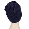 thumbnail image 6 of Mifelio Turban for Women Toe Solid Candy Hat Flower Space Cotton Color Muslim Beaded Cap, Cap Womens Cap Beadedbig Color Turban Head Wrap for Women Navy One Size, 6 of 6