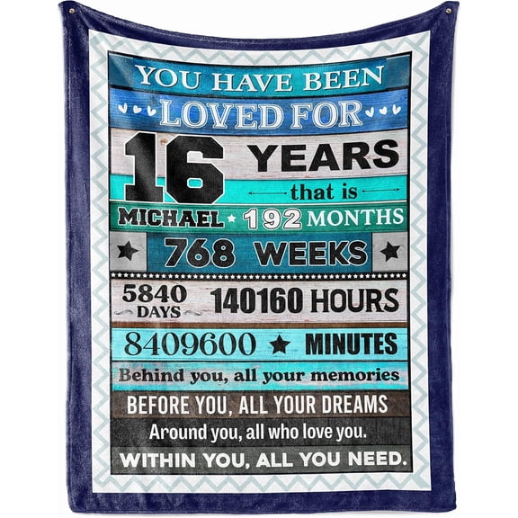 LHSHID You Have been Loved for 16 Years Blanket Happy 16th Birthday Decorations for Girls Boys Born Throw Blanket Personalized Sherpa Fleece Blankets Christmas Anniversary Presents 50x60in