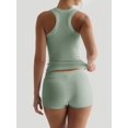 thumbnail image 3 of Women'S Slim Fit Sports Shorts Set Sleeveless Top and Shorts Bean Green XL, 3 of 6