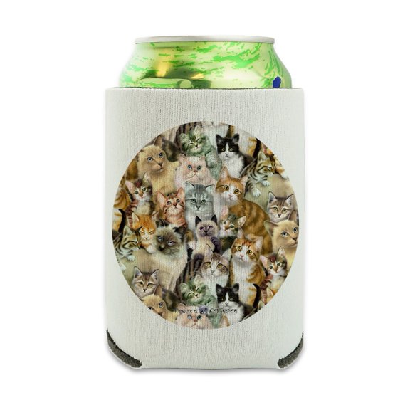 Plethora of Cats and Kittens Pattern Can Cooler - Drink Sleeve Hugger Collapsible Insulator - Beverage Insulated Holder