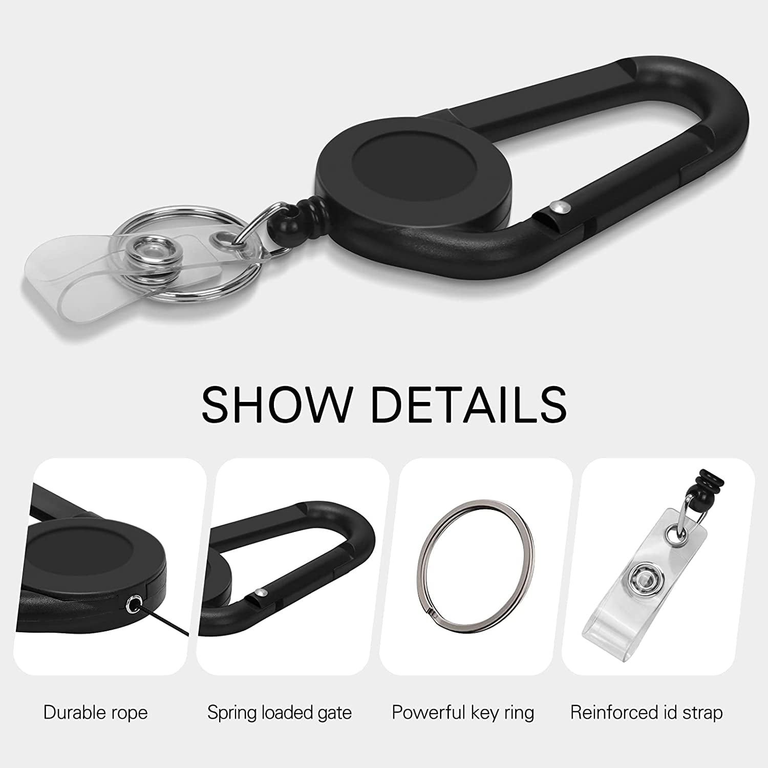 Teskyer Heavy Duty Retractable Badge Holders with Carabiner Reel