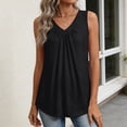 thumbnail image 5 of Kixjoy Tank Tops for Women Loose Fit V Neck Tank Top Sleeveless Fashion Pleated Tunic Tops Vacation Basic Lounge Soft Womens Summer Tops, Black L, 5 of 6