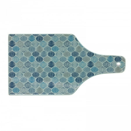 

Grey Blue Cutting Board Round Shapes with Swirls Scale and Stripes Ornamental Motifs Decorative Tempered Glass Cutting and Serving Board Wine Bottle Shape Grey Pale Blue Navy Blue by Ambesonne