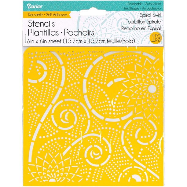 Reusable Self Adhesive Stencil 6"X6"Spiral Swirl