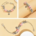 thumbnail image 5 of 2 Pack Charm Bracelets Pink and Gold Heart Silver Plated Charm Bracelet, DIY Jewelry for Women Gifts, with Beads, Crystal, Charms, Love and Adjustable Snake Chain, Fits 7.5"+1.5", 5 of 7